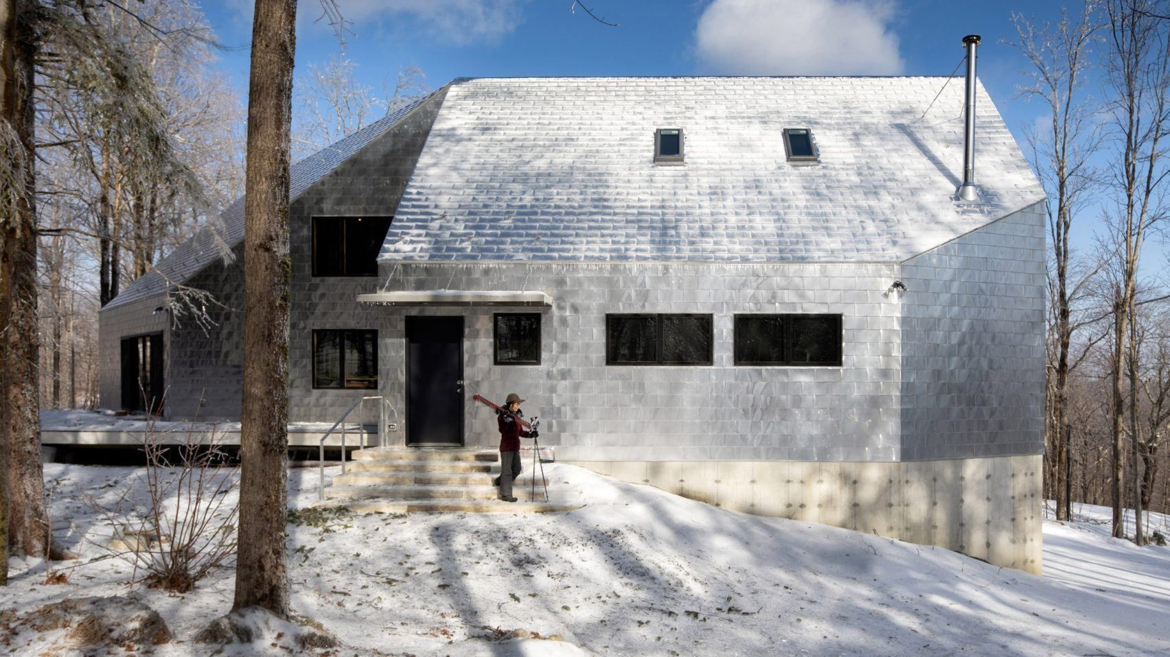 В США построили экологичный алюминиевый дом посреди леса – фото