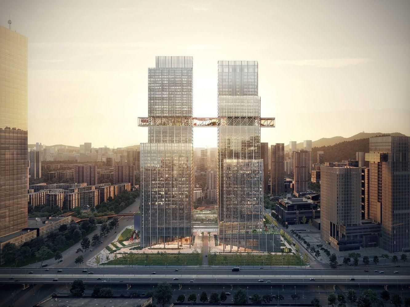 Вежа-мікрорайон: в Китаї побудують пару хмарочосів, які стануть "стисненим містом" – фото 