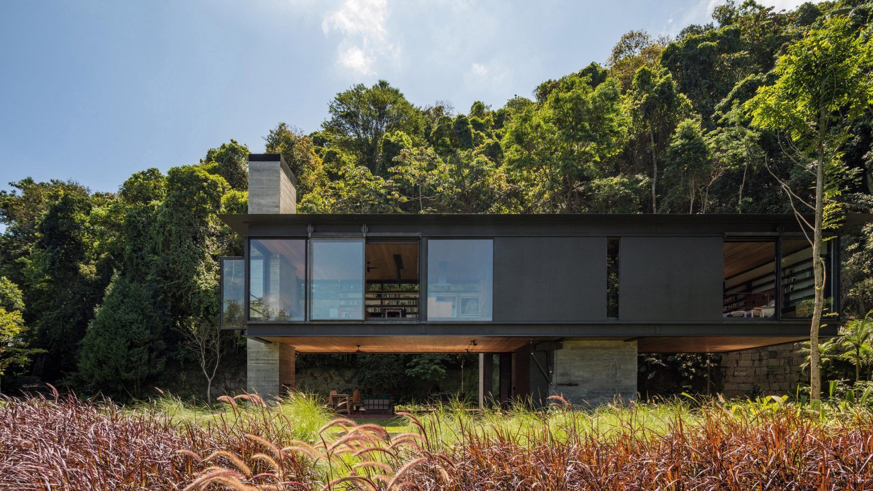 Коробка на столбах: интересное архитектурное решение для одинокого дома в Бразилии – фото