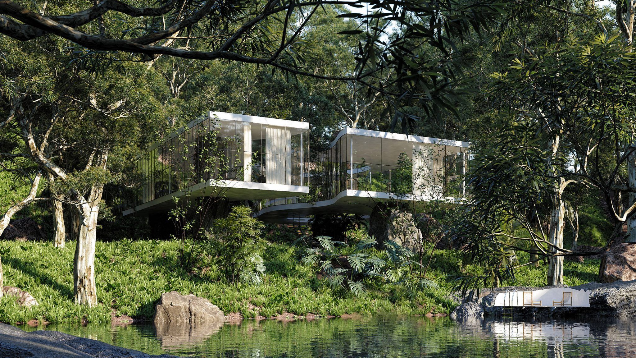 Модернизм и лес: в Бразилии появился роскошный дом, который поддерживают камни – фото