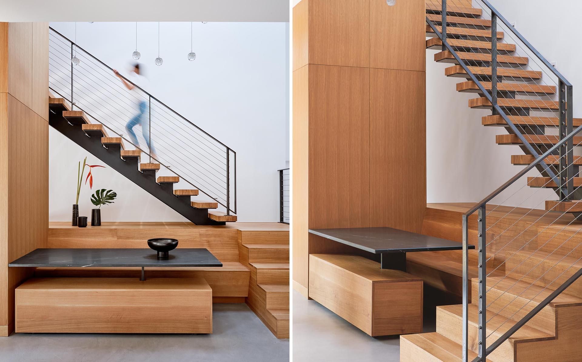 Обустройство пространства: в дизайн лестницы встроили обеденную зону